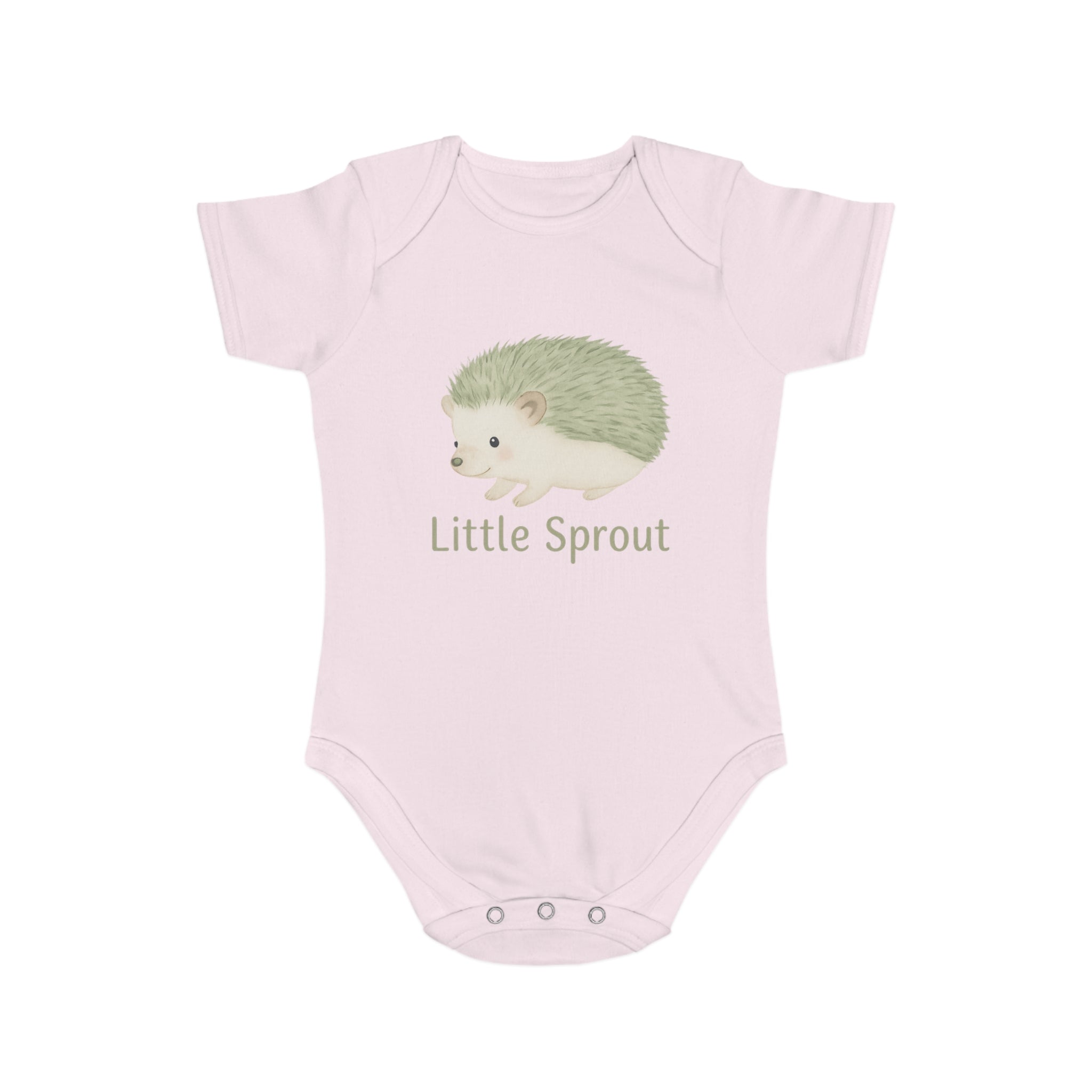 Hedgehog Short Sleeve Baby Bodysuit 'Little Sprout' Organic Cotton Gift for New Parents Printify