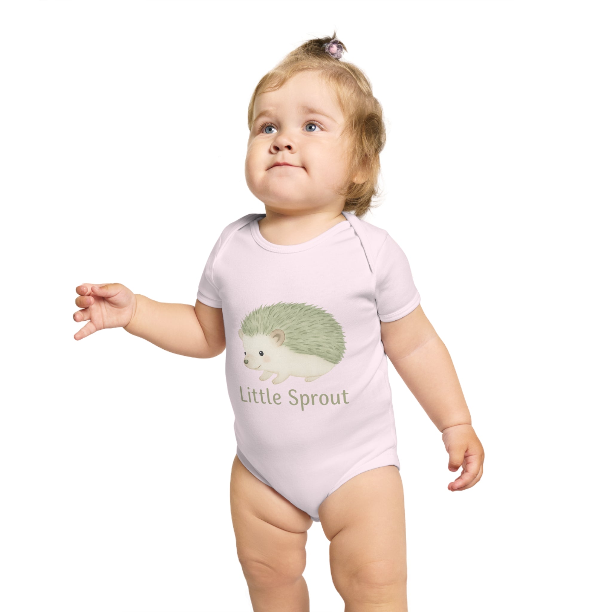 Hedgehog Short Sleeve Baby Bodysuit 'Little Sprout' Organic Cotton Gift for New Parents
