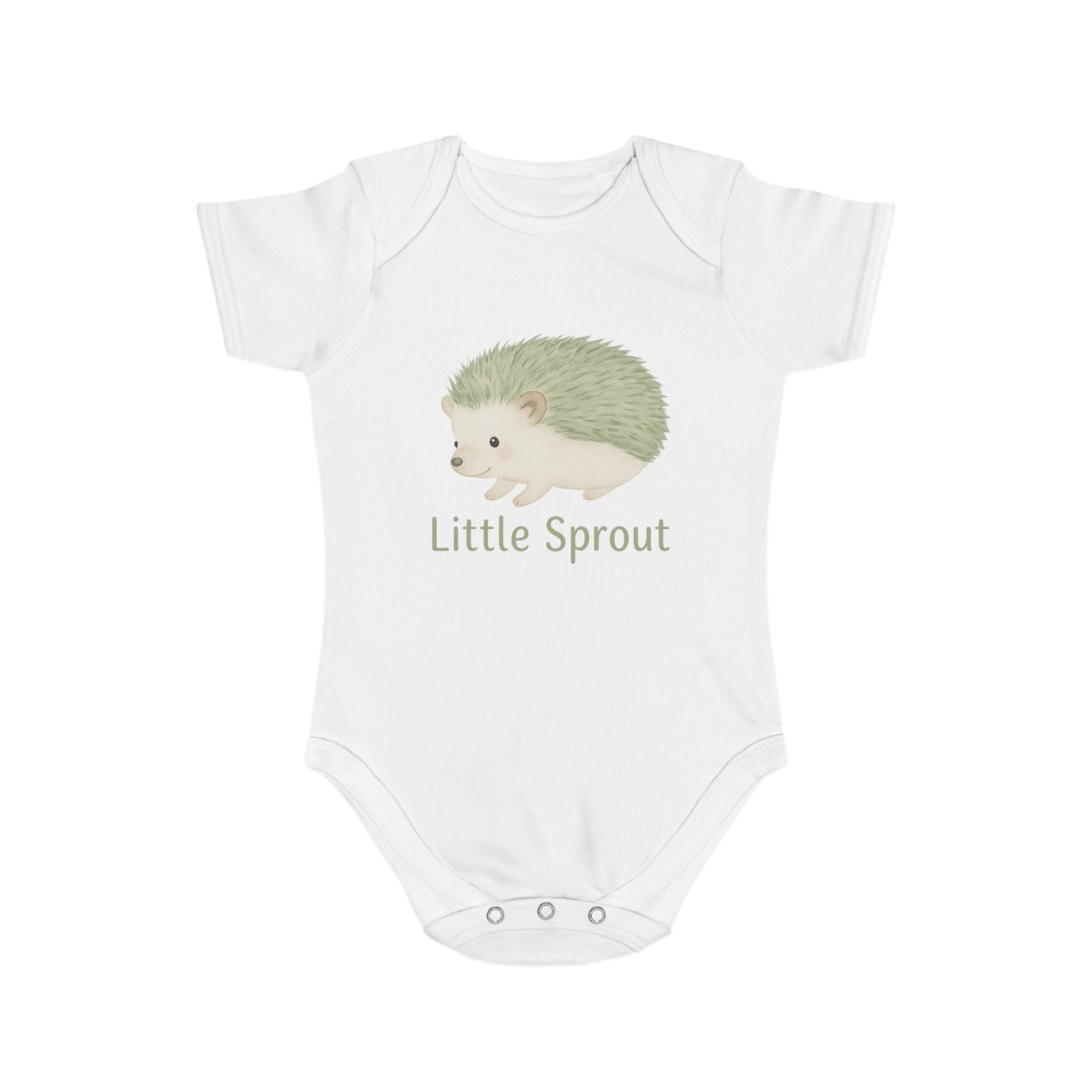 Hedgehog Short Sleeve Baby Bodysuit 'Little Sprout' Organic Cotton Gift for New Parents Printify