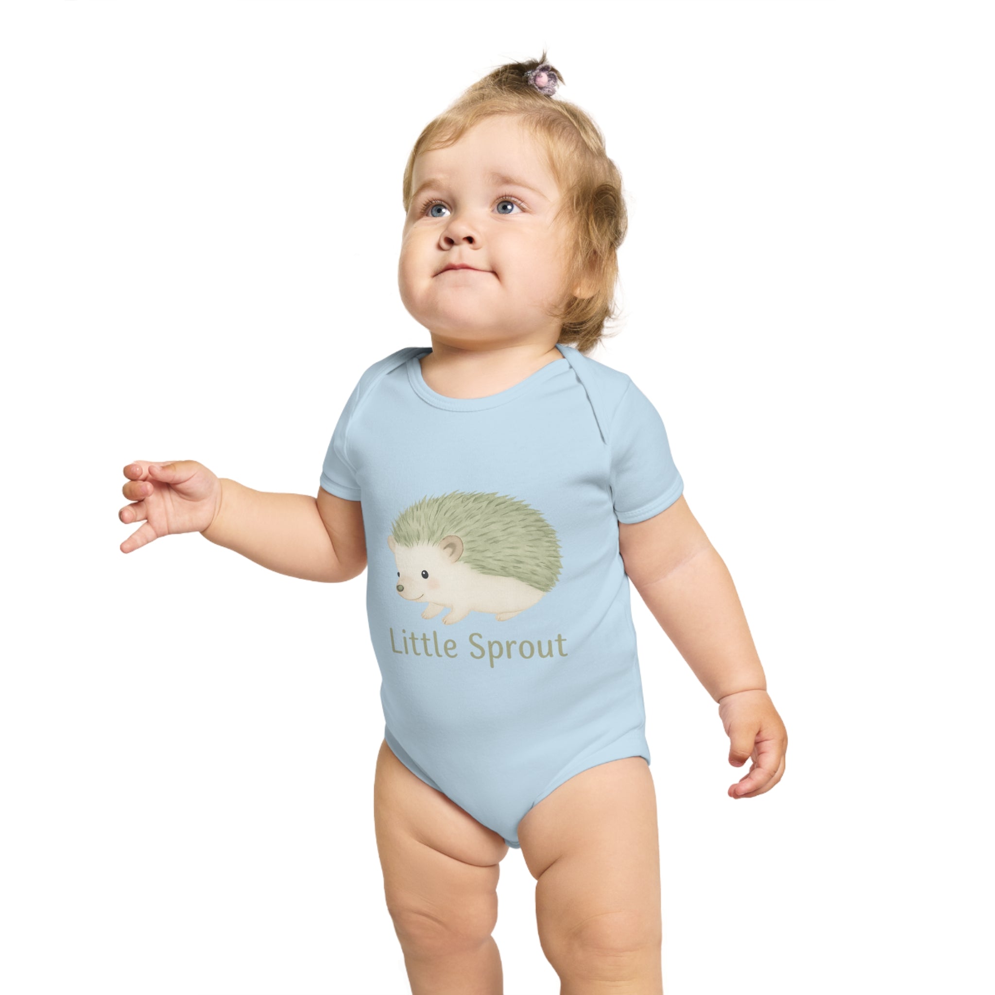 Hedgehog Short Sleeve Baby Bodysuit 'Little Sprout' Organic Cotton Gift for New Parents