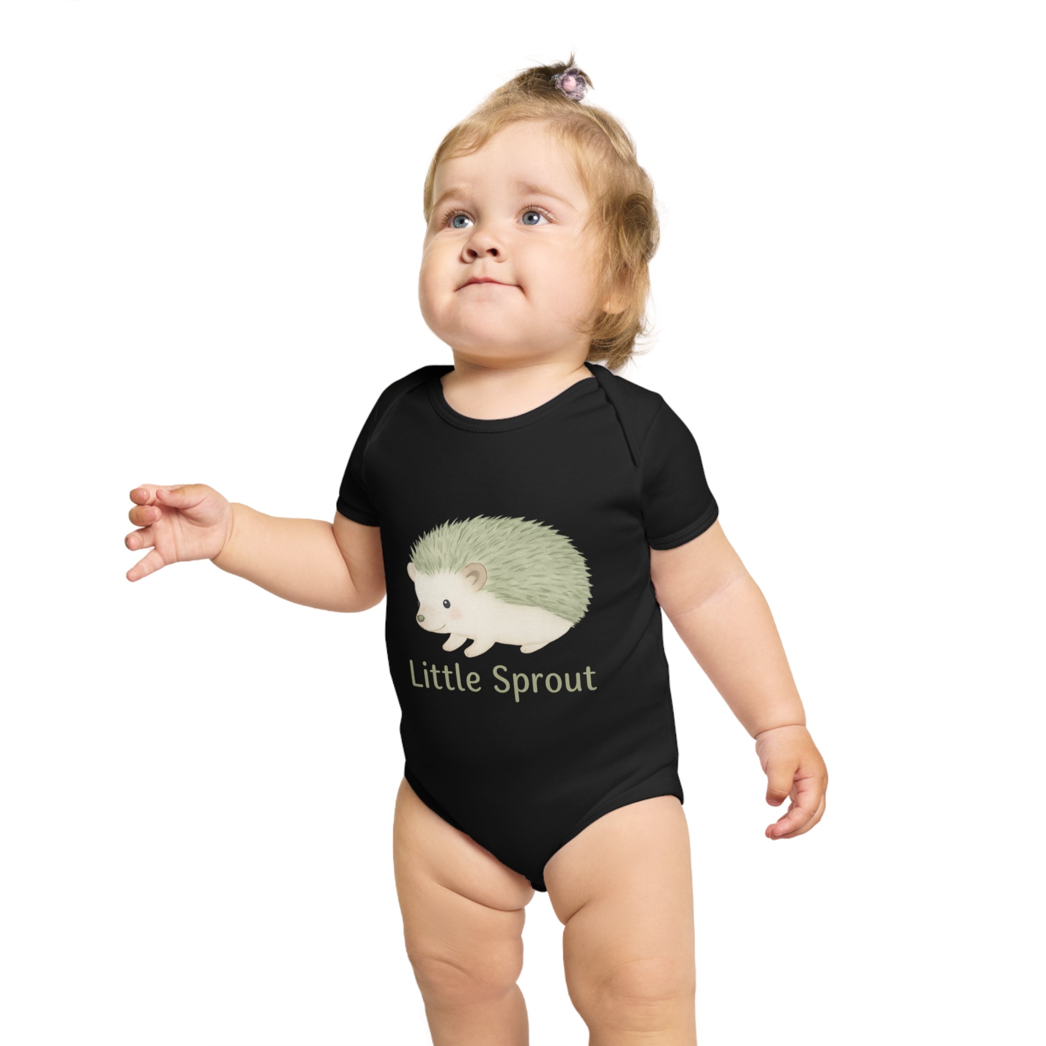 Hedgehog Short Sleeve Baby Bodysuit 'Little Sprout' Organic Cotton Gift for New Parents