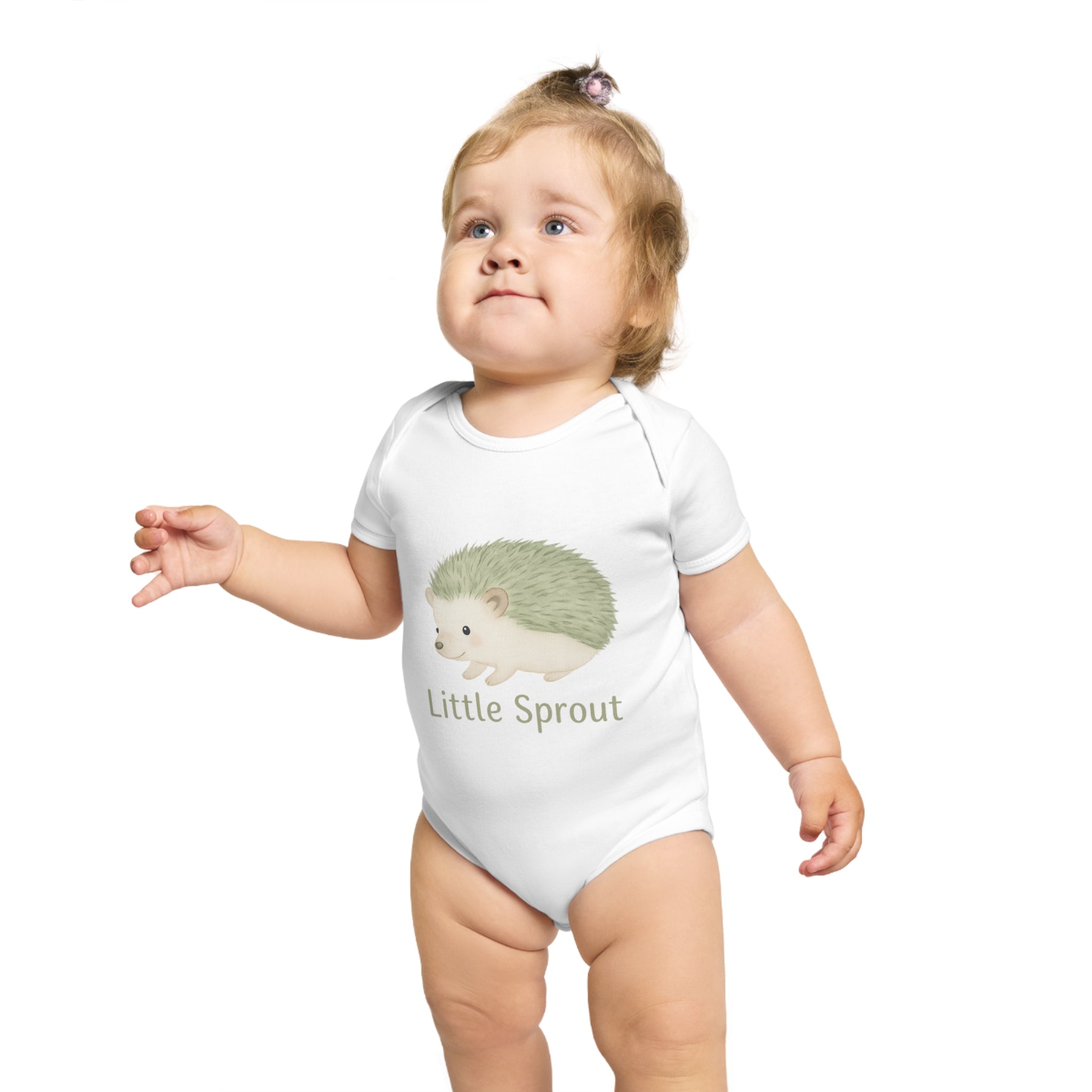 Hedgehog Short Sleeve Baby Bodysuit 'Little Sprout' Organic Cotton Gift for New Parents