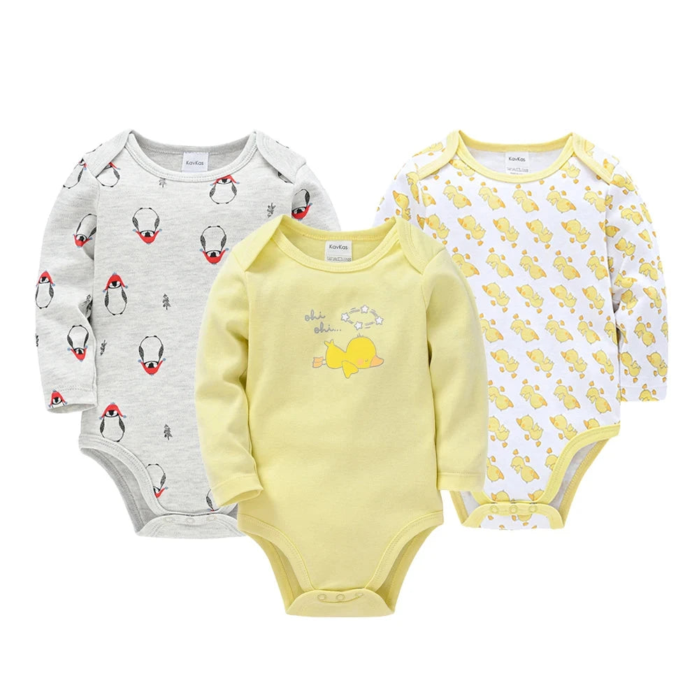6 PCS 3 PCS Kavkas Baby Boys Girls Bodysuit Long Sleeve 100% Cotton Baby Clothes 0-12 months Newborn body bebe Jumpsuit Clothing Econic Blanks