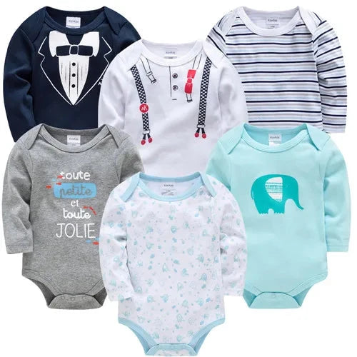 6 PCS 3 PCS Kavkas Baby Boys Girls Bodysuit Long Sleeve 100% Cotton Baby Clothes 0-12 months Newborn body bebe Jumpsuit Clothing Econic Blanks