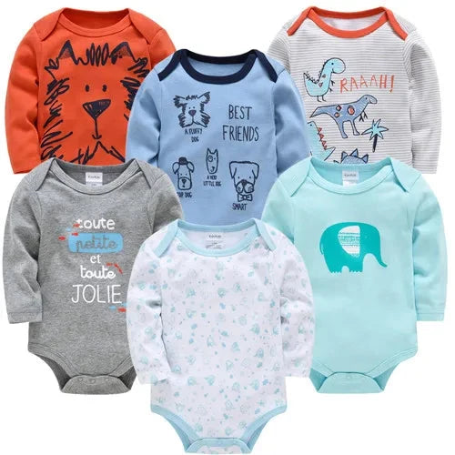 6 PCS 3 PCS Kavkas Baby Boys Girls Bodysuit Long Sleeve 100% Cotton Baby Clothes 0-12 months Newborn body bebe Jumpsuit Clothing Econic Blanks