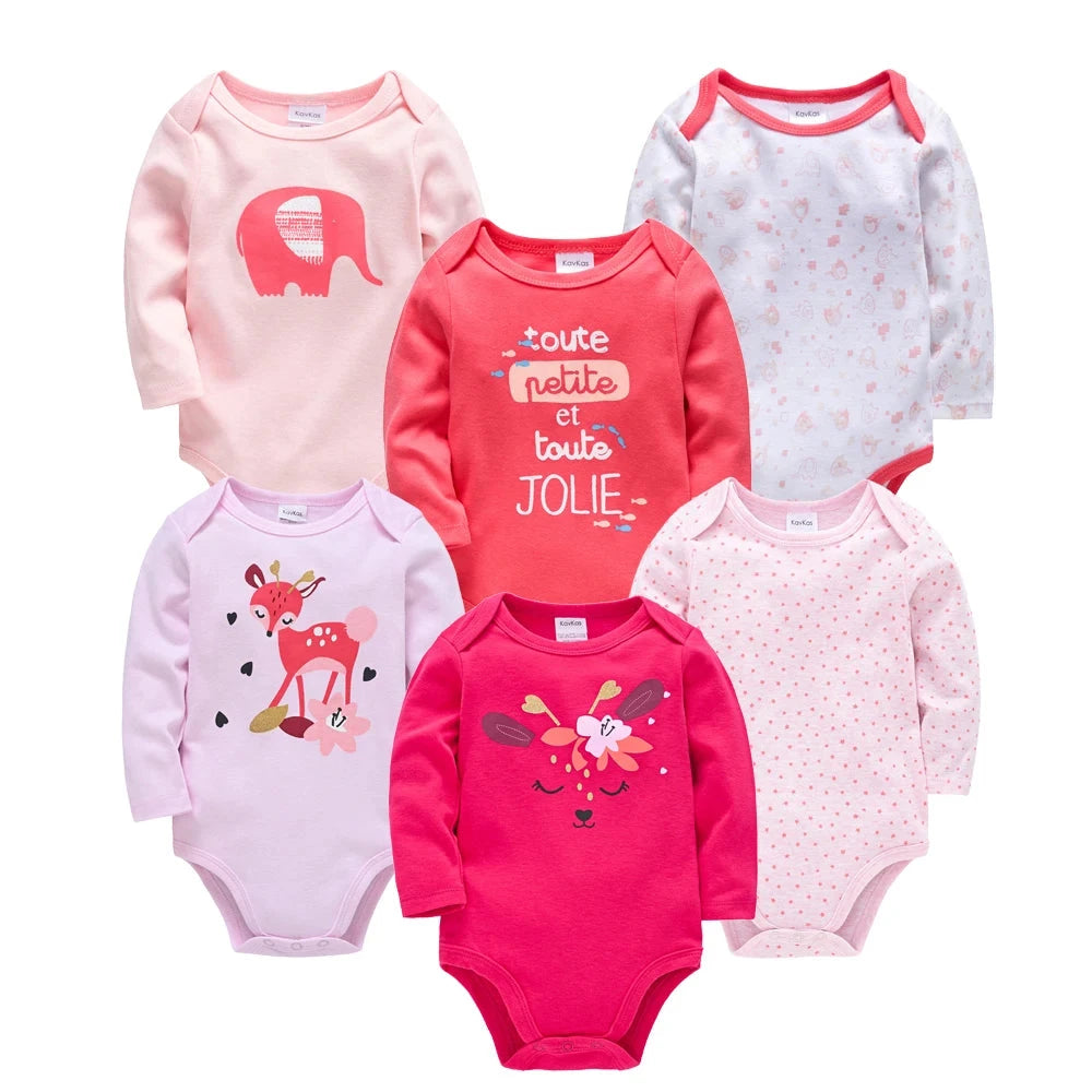 6 PCS 3 PCS Kavkas Baby Boys Girls Bodysuit Long Sleeve 100% Cotton Baby Clothes 0-12 months Newborn body bebe Jumpsuit Clothing Econic Blanks