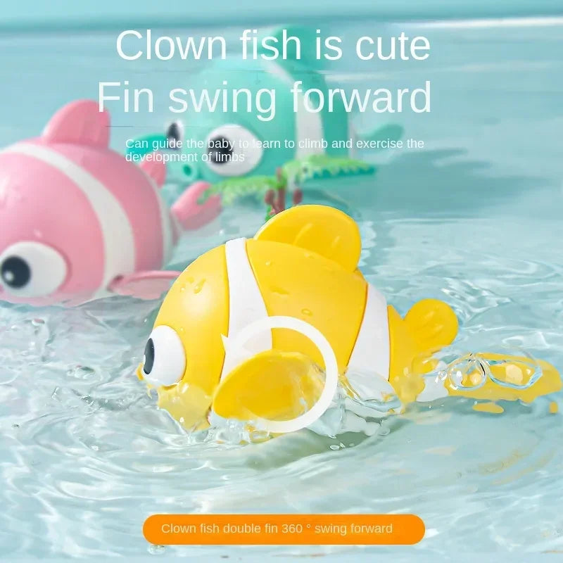 Bath Toys Cute Swimming Clown Fish Bath Toy for Toddlers Floating Wind Up Toys for Boy Girl New Born Baby Bathtub Toddler Toys Econic Blanks