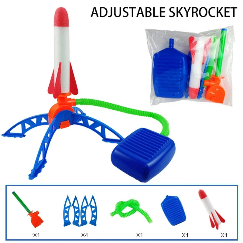 Kids Outdoor Rocket Foot Pump Outdoor Air Pressing Soaring Rocket Suit Jumps Air Powered Rocket Launcher Game Children Toy Gifts Econic Blanks