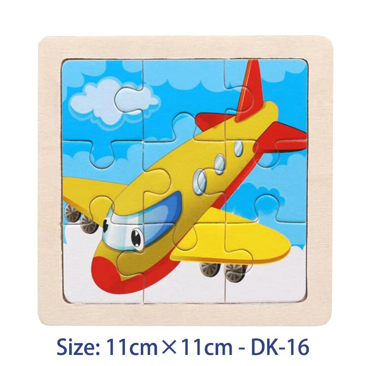 11cm/4.33in Kids Wooden Jigsaw Puzzle Games Cartoon Animal Vehicle Pattern Children Montessori Educational Toys Econic Blanks