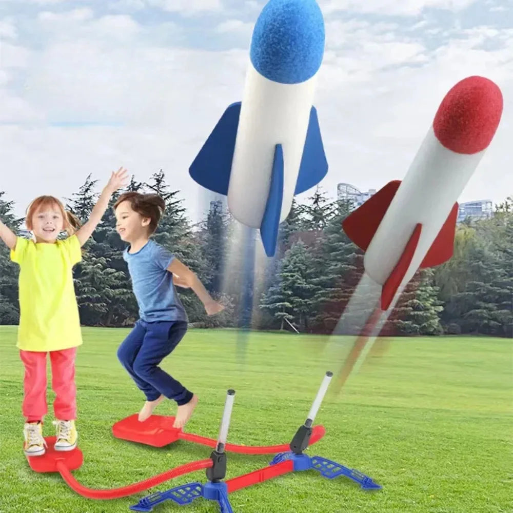 Kids Outdoor Rocket Foot Pump Outdoor Air Pressing Soaring Rocket Suit Jumps Air Powered Rocket Launcher Game Children Toy Gifts Econic Blanks