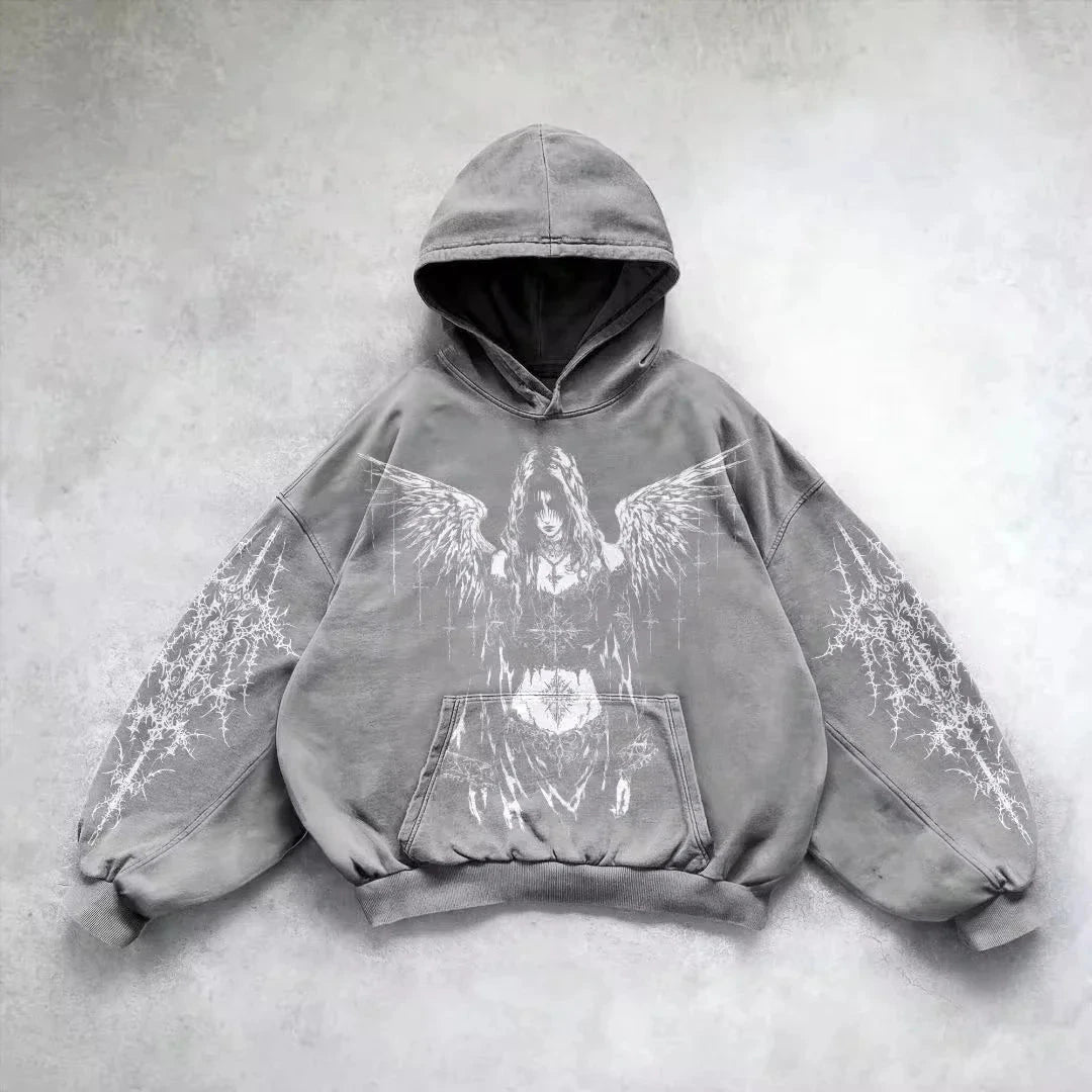 American Y2K New Fashion Trend Fleece Padded Zipper Hoodie Women Street Hip Hop Joker Loose Sweatshirt Couple Casual Punk Hoodie Econic Blanks