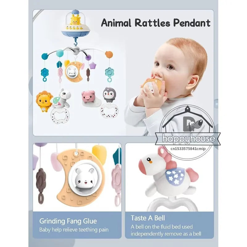 Musical Baby Crib Mobile with Lights Music Projection for Infants Remote Control Crib Toys for Newborn Baby Mobile for Crib Toys Econic Blanks