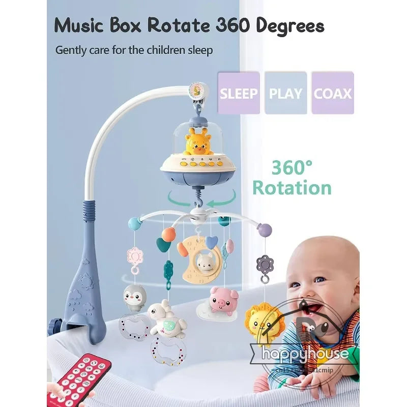 Musical Baby Crib Mobile with Lights Music Projection for Infants Remote Control Crib Toys for Newborn Baby Mobile for Crib Toys Econic Blanks