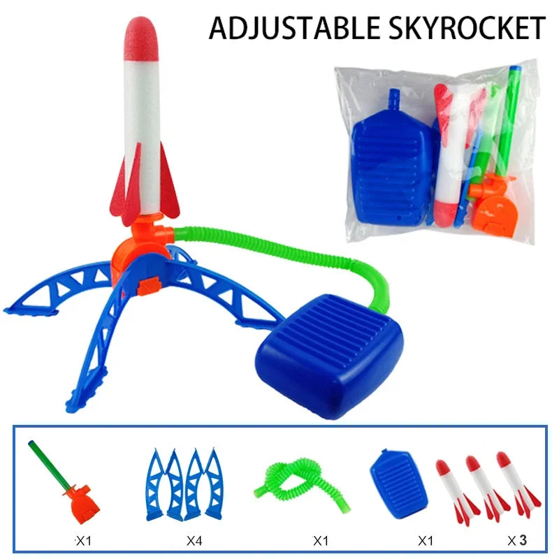 Kids Outdoor Rocket Foot Pump Outdoor Air Pressing Soaring Rocket Suit Jumps Air Powered Rocket Launcher Game Children Toy Gifts Econic Blanks