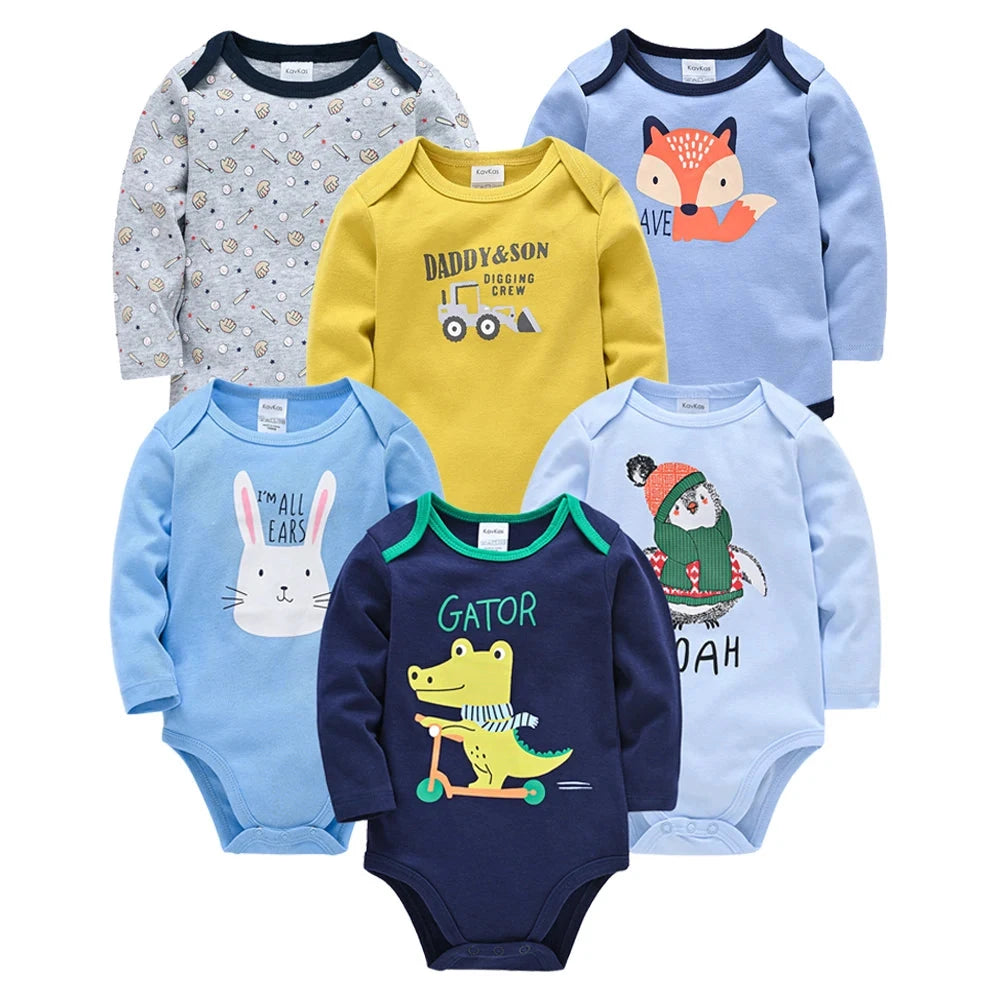 6 PCS 3 PCS Kavkas Baby Boys Girls Bodysuit Long Sleeve 100% Cotton Baby Clothes 0-12 months Newborn body bebe Jumpsuit Clothing Econic Blanks
