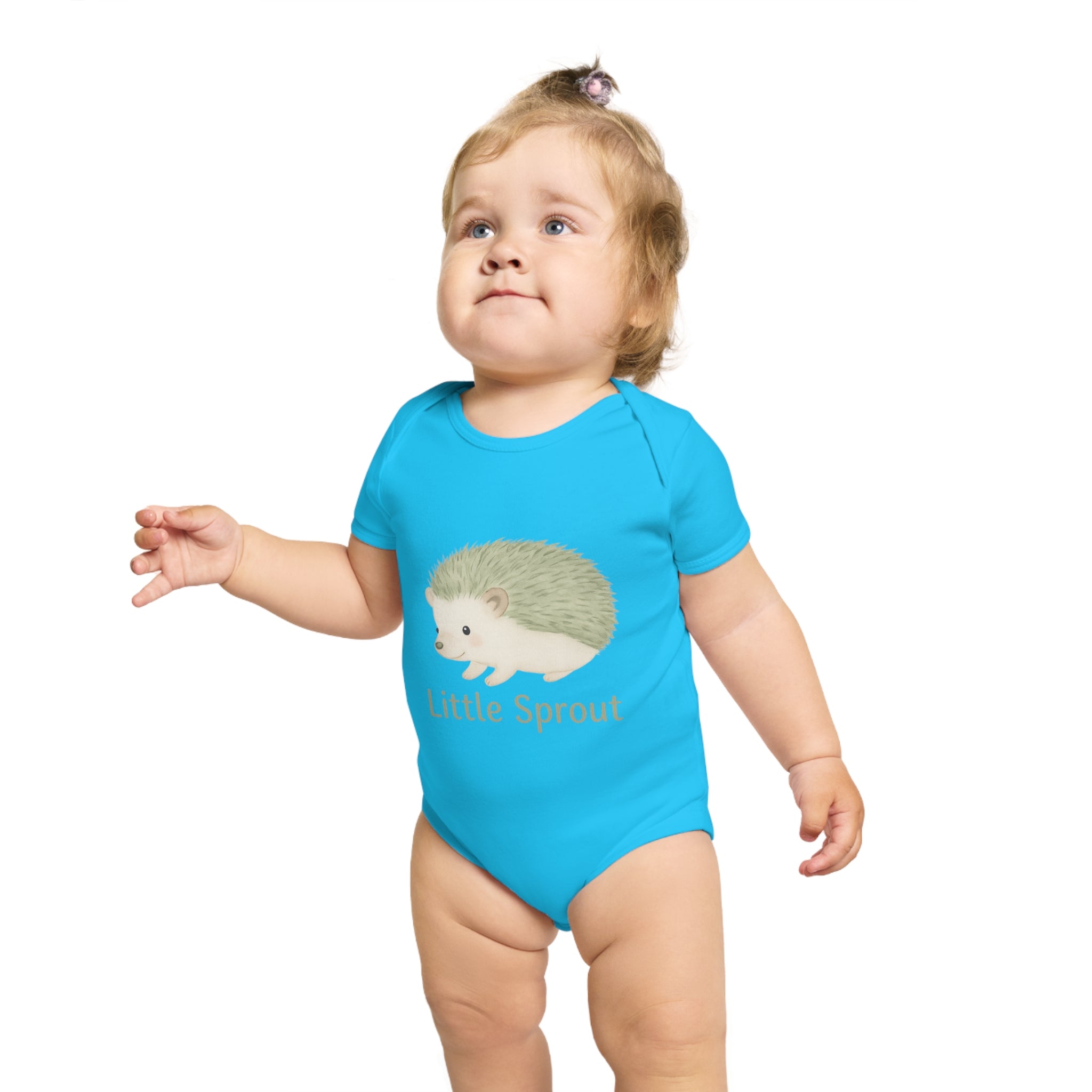 Hedgehog Short Sleeve Baby Bodysuit 'Little Sprout' Organic Cotton Gift for New Parents