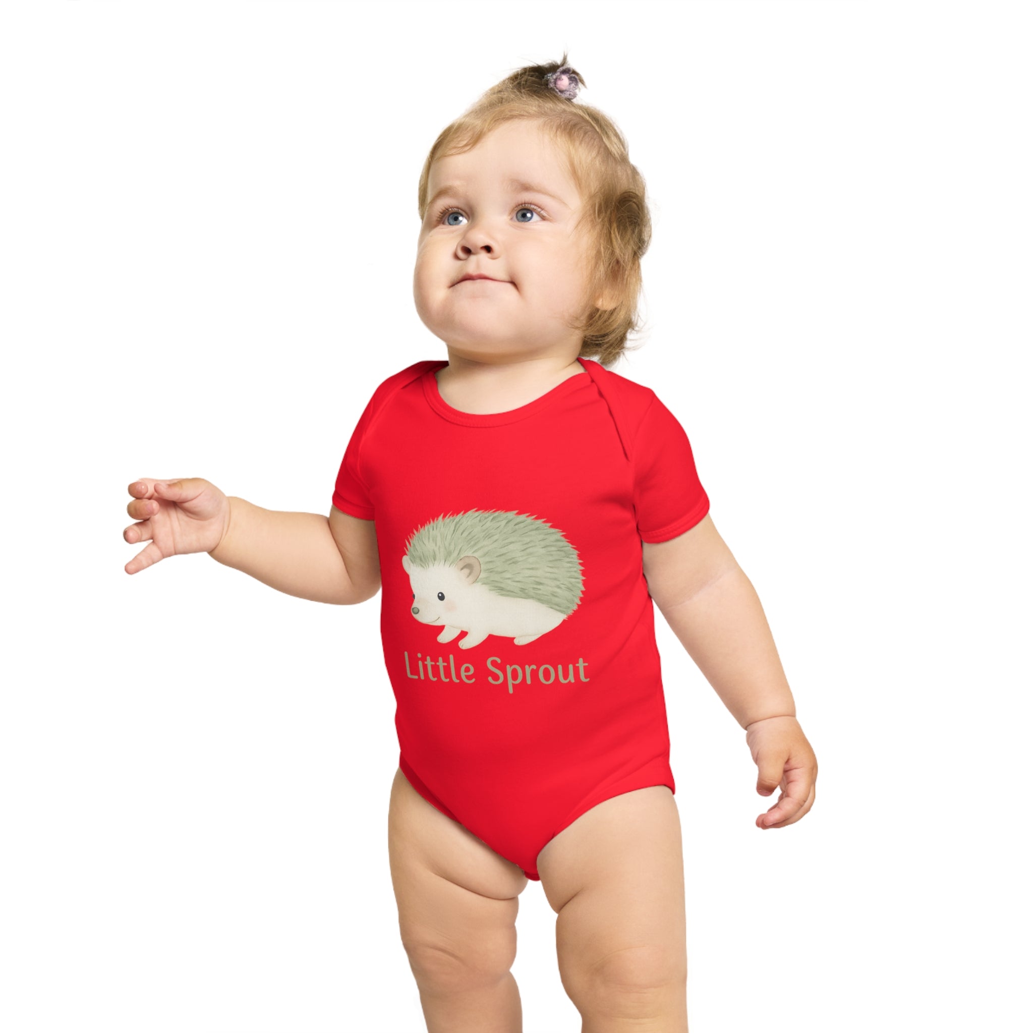 Hedgehog Short Sleeve Baby Bodysuit 'Little Sprout' Organic Cotton Gift for New Parents