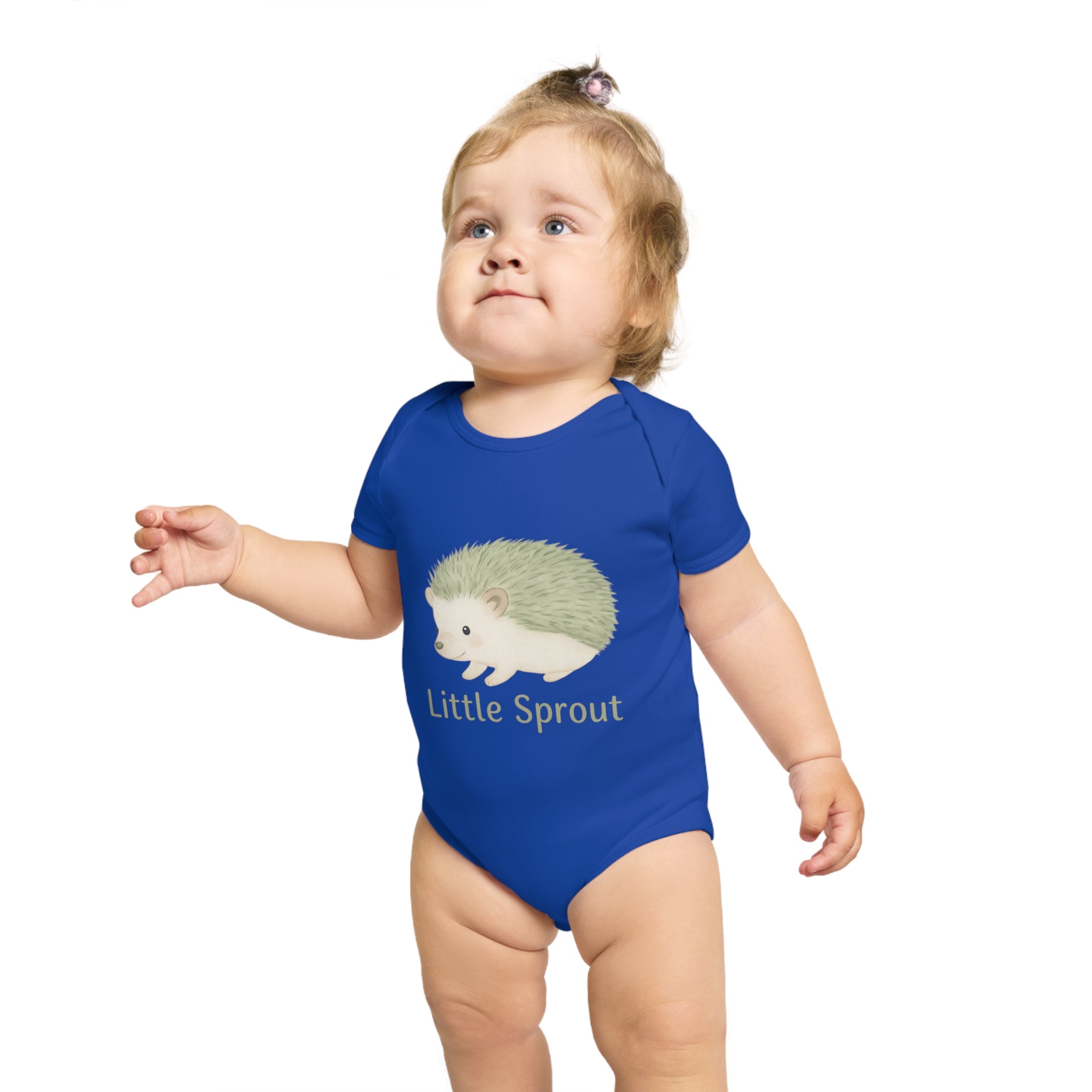Hedgehog Short Sleeve Baby Bodysuit 'Little Sprout' Organic Cotton Gift for New Parents
