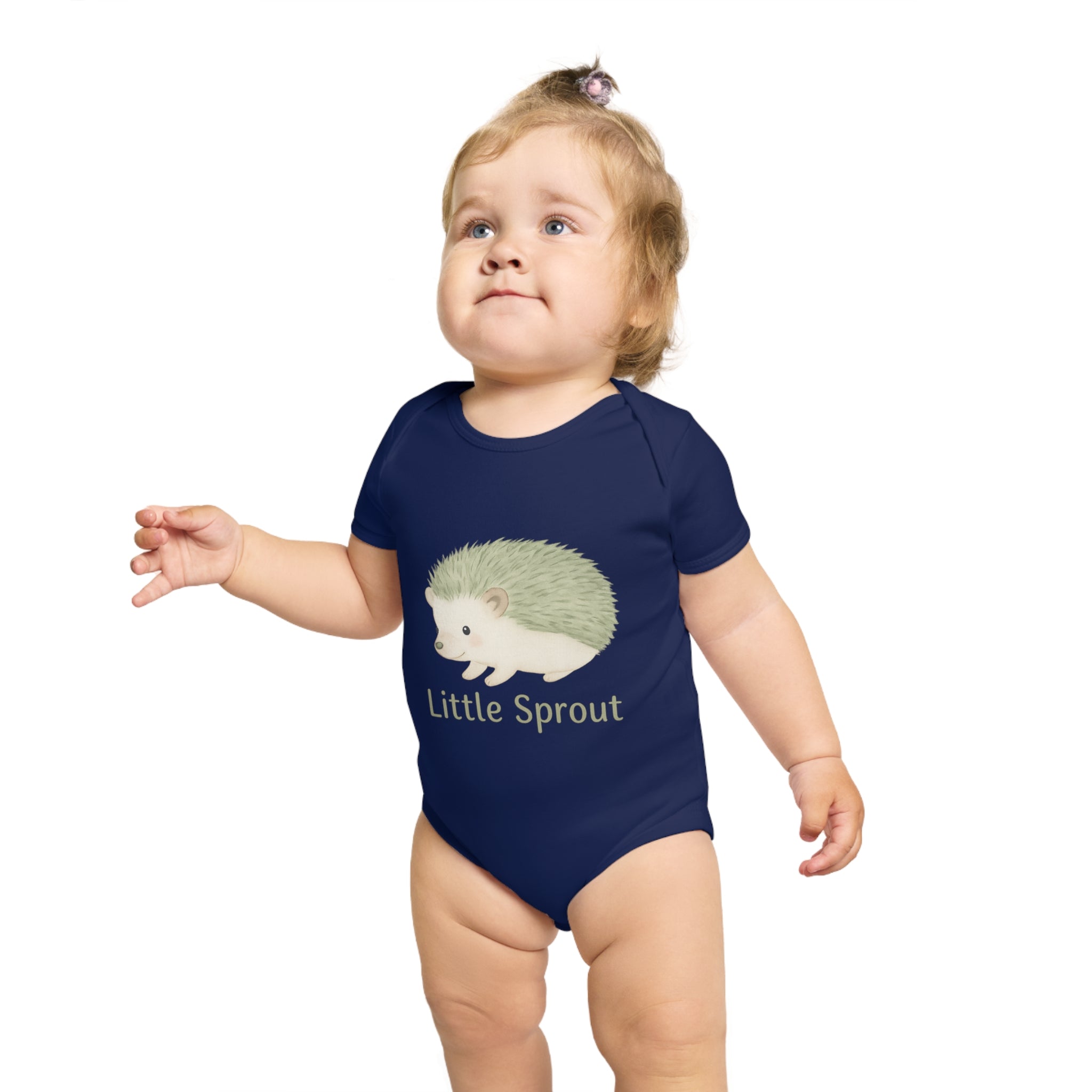 Hedgehog Short Sleeve Baby Bodysuit 'Little Sprout' Organic Cotton Gift for New Parents