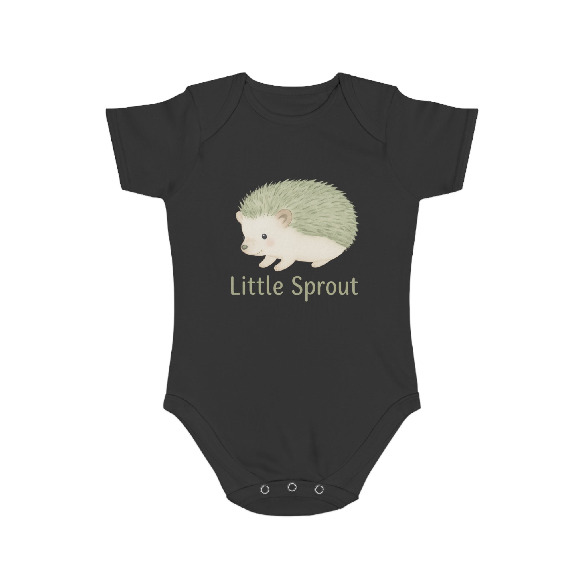 Hedgehog Short Sleeve Baby Bodysuit 'Little Sprout' Organic Cotton Gift for New Parents Printify