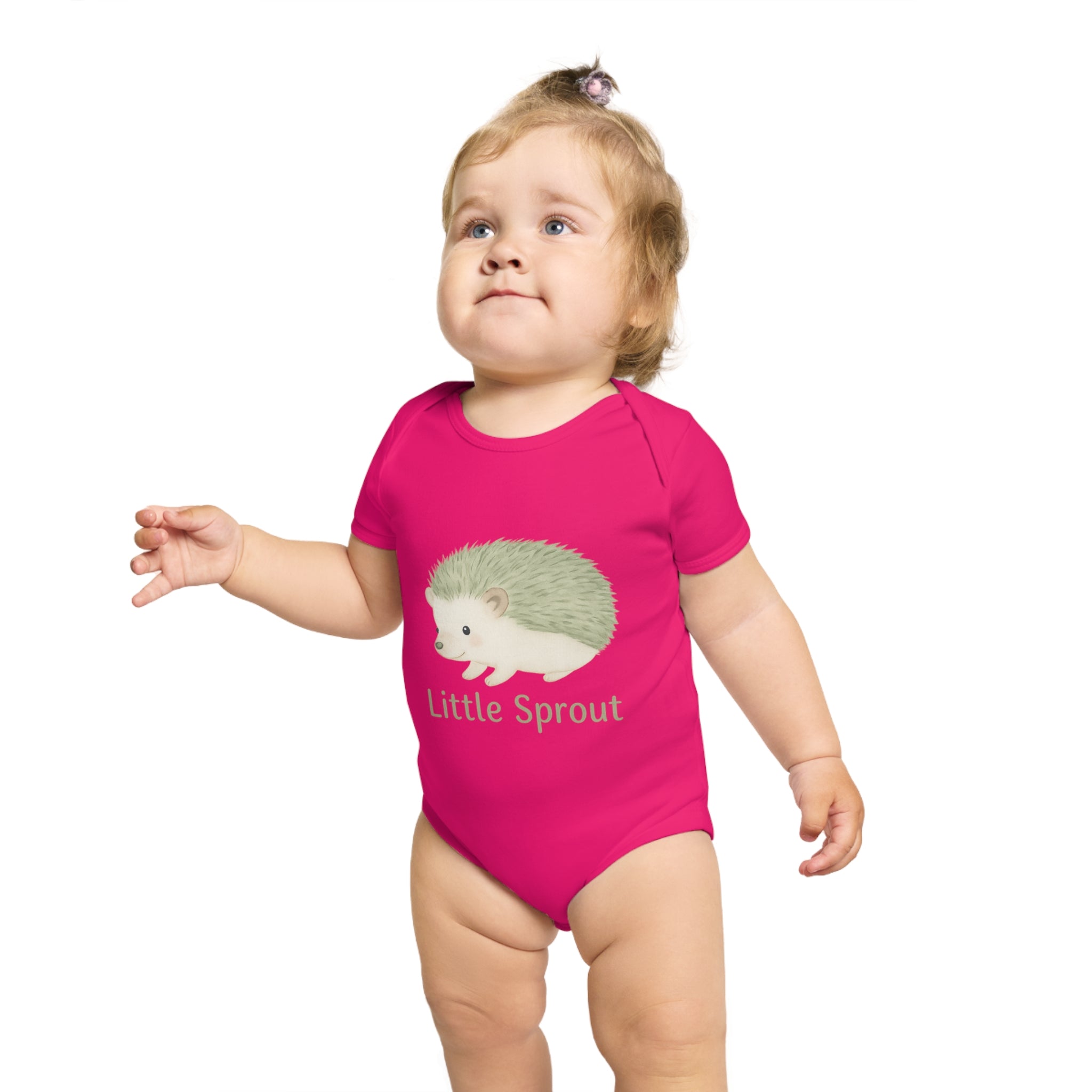 Hedgehog Short Sleeve Baby Bodysuit 'Little Sprout' Organic Cotton Gift for New Parents