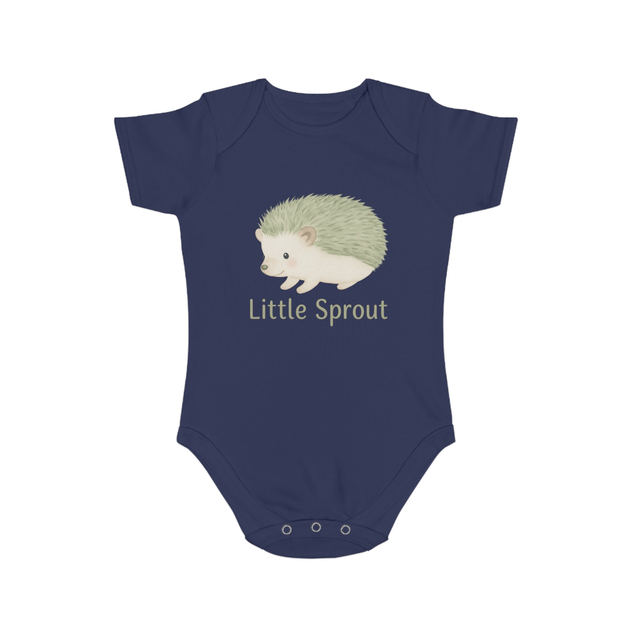 Hedgehog Short Sleeve Baby Bodysuit 'Little Sprout' Organic Cotton Gift for New Parents Printify