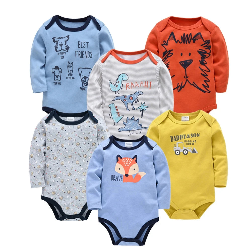 6 PCS 3 PCS Kavkas Baby Boys Girls Bodysuit Long Sleeve 100% Cotton Baby Clothes 0-12 months Newborn body bebe Jumpsuit Clothing Econic Blanks