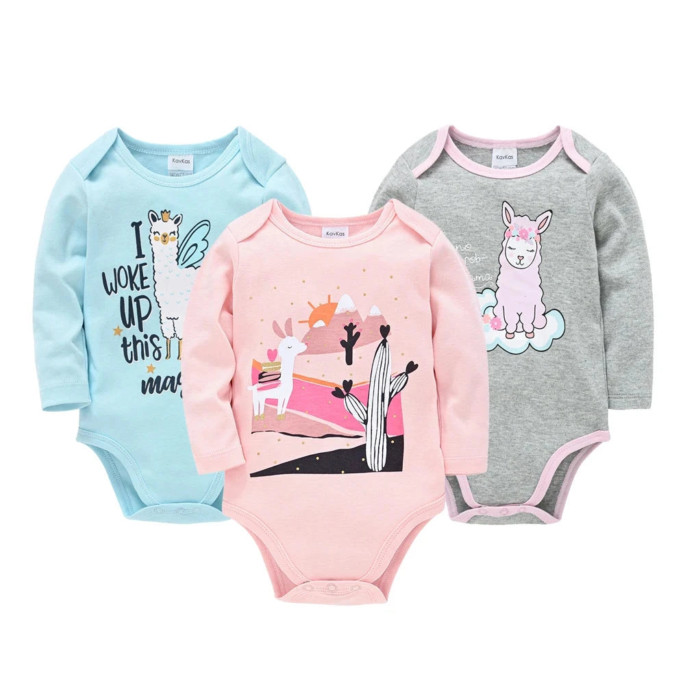 6 PCS 3 PCS Kavkas Baby Boys Girls Bodysuit Long Sleeve 100% Cotton Baby Clothes 0-12 months Newborn body bebe Jumpsuit Clothing Econic Blanks