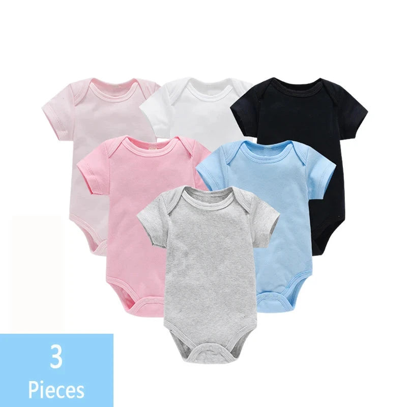 3PCS/Lot Baby Clothes Boy/Girl Baby Bodysuit Summer Clothes Solid Color Romper Soft Cotton Jumpsuit For Newborns Clothing 2021 Econic Blanks