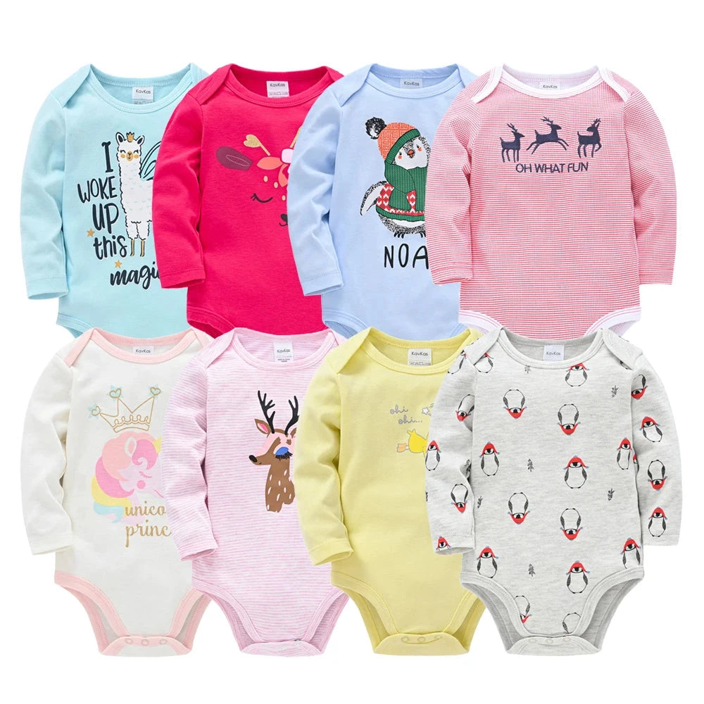 6 PCS 3 PCS Kavkas Baby Boys Girls Bodysuit Long Sleeve 100% Cotton Baby Clothes 0-12 months Newborn body bebe Jumpsuit Clothing Econic Blanks