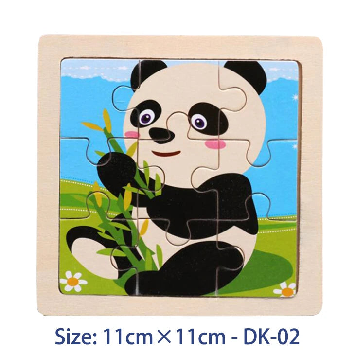 11cm/4.33in Kids Wooden Jigsaw Puzzle Games Cartoon Animal Vehicle Pattern Children Montessori Educational Toys Econic Blanks