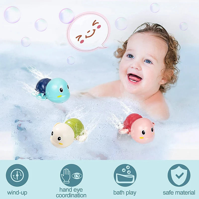 Baby Bath Toys Bathing Cute Swimming Turtle Whale Pool Beach Classic Chain Clockwork Water Toy For Kids Water Playing Toys Econic Blanks