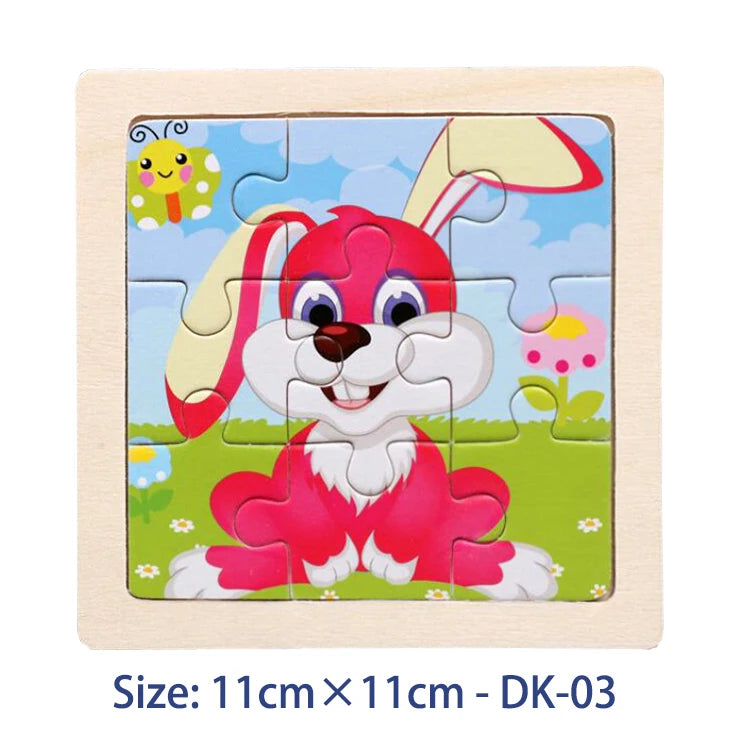 11cm/4.33in Kids Wooden Jigsaw Puzzle Games Cartoon Animal Vehicle Pattern Children Montessori Educational Toys Econic Blanks