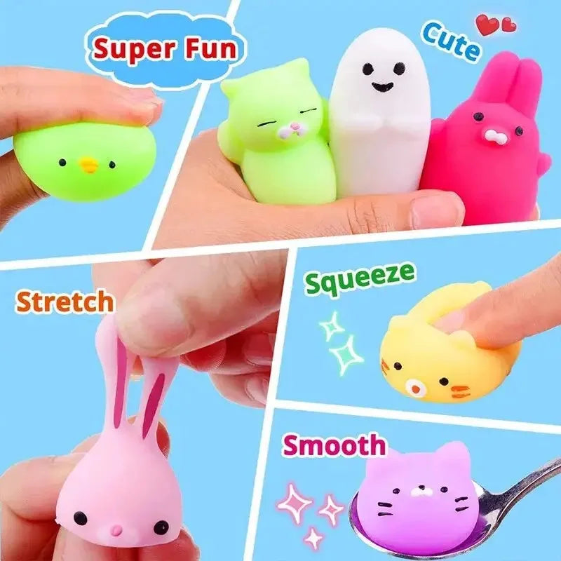 20 Pcs Random Cute Animals Vent and Relieve Stress with Toys and Small Gifts Soft Rubber Animal Pinching Econic Blanks