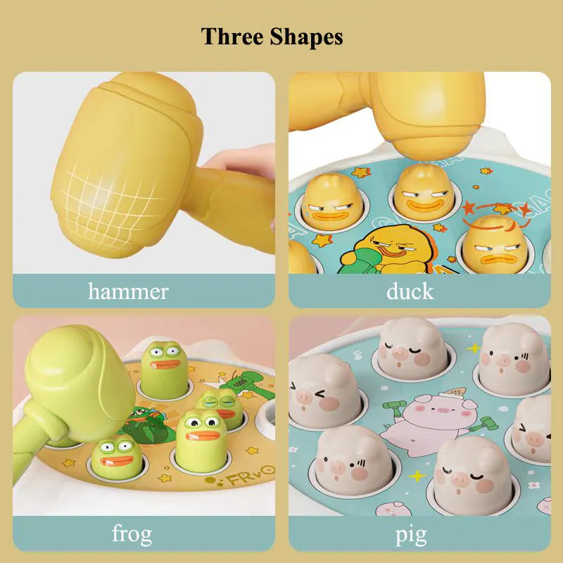 Duck/Frog/Pig Baby Toy Montessori Learning Game Educational Puzzle Gift for 12 24 Months Toddler Boy/Girl with Hammer Econic Blanks