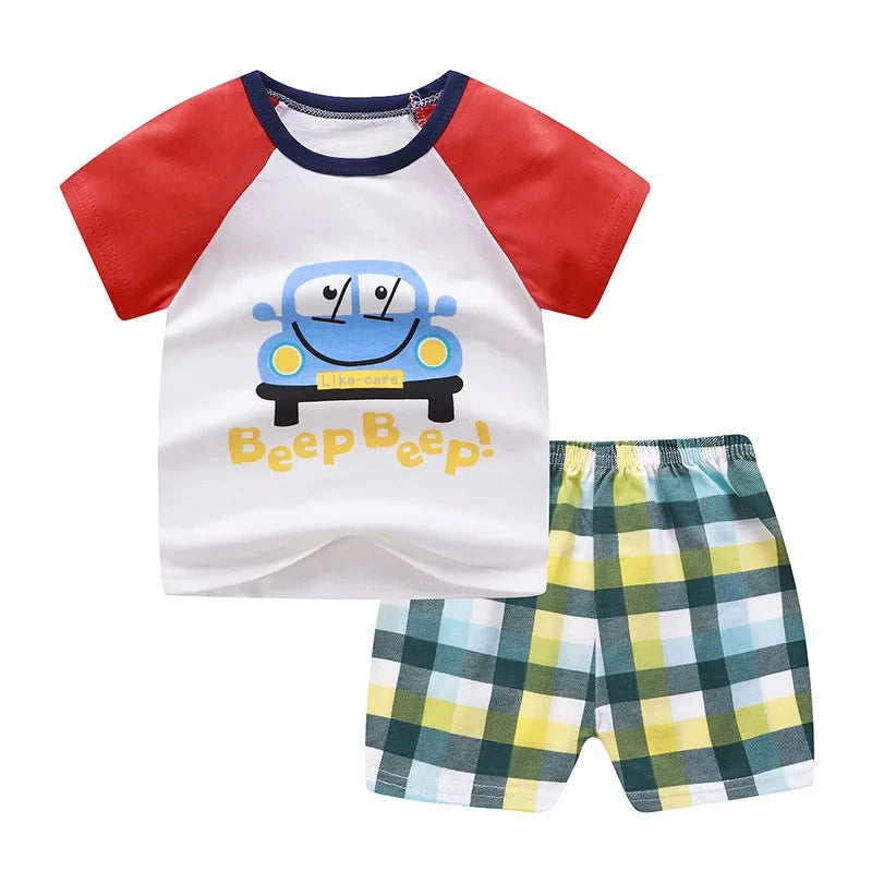Winnie Pooh Cute Children Tracksuit Summer Clothing Cartoon Fashion Baby Boys Short Sleeved Suit T-shirt + Shorts 2piece Set Econic Blanks