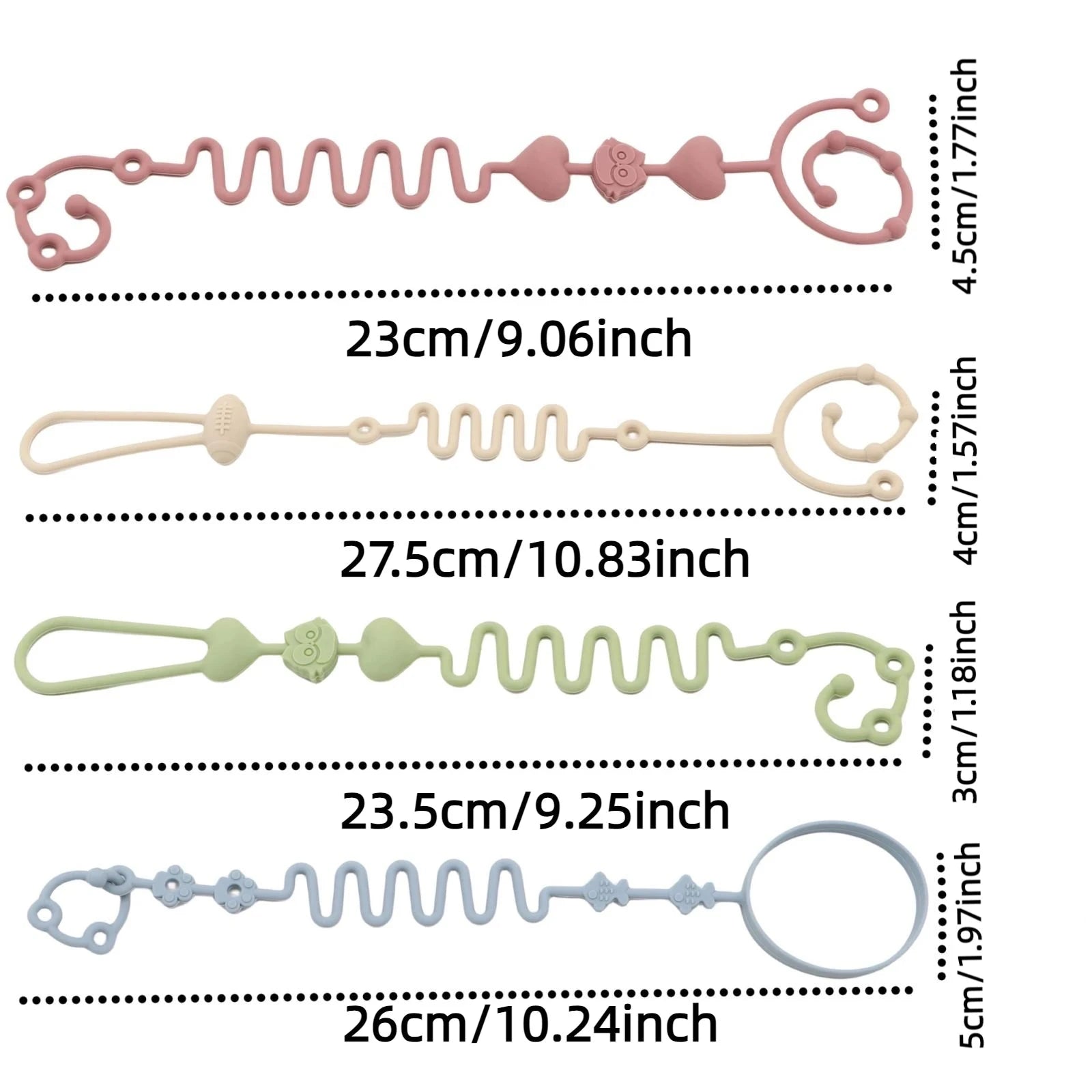 4pcs Adjustable Silicone Pacifier Chain, Teether Toys, Suitable for High Chair, Crib, Baby Gifts,beige Econic Blanks