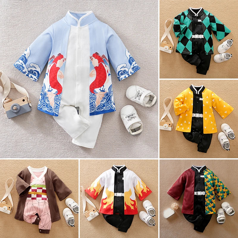 Newborn Baby Anime Cape Style Children Long Sleeve Cotton Bodysuit, Cute Kids Boys Girls Romper Econic Blanks