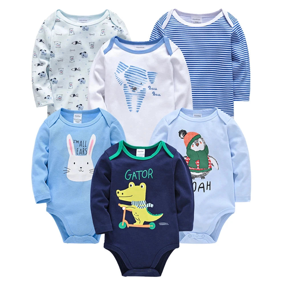 6 PCS 3 PCS Kavkas Baby Boys Girls Bodysuit Long Sleeve 100% Cotton Baby Clothes 0-12 months Newborn body bebe Jumpsuit Clothing Econic Blanks