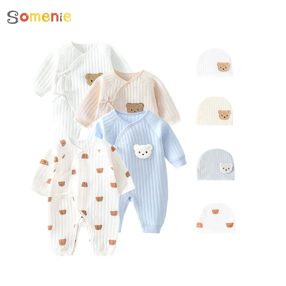 Boys Girls Bodysuit Newborn Winter Onesie Clothes Cotton Toddler Home Wear  0-6M Thickened Spring and Autumn Clothing Econic Blanks