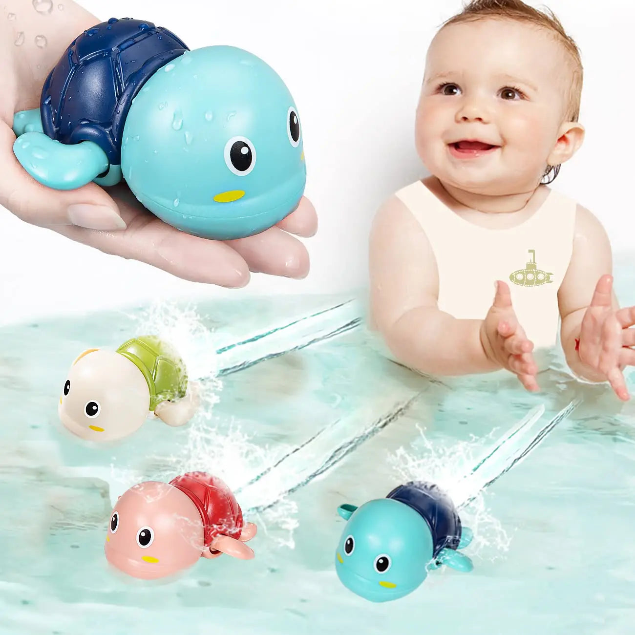 Baby Bath Toys Bathing Cute Swimming Turtle Whale Pool Beach Classic Chain Clockwork Water Toy For Kids Water Playing Toys Econic Blanks