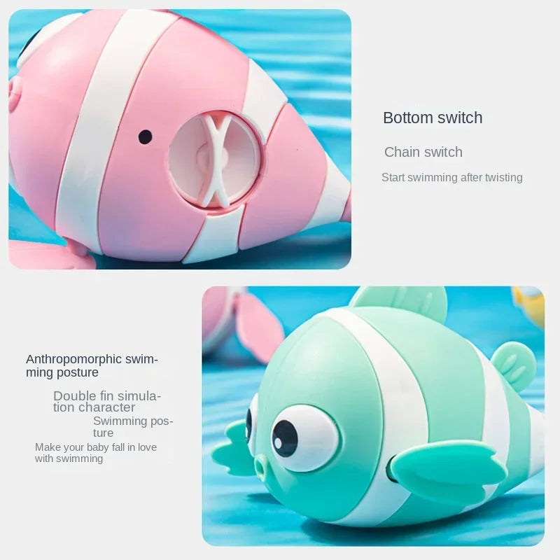 Bath Toys Cute Swimming Clown Fish Bath Toy for Toddlers Floating Wind Up Toys for Boy Girl New Born Baby Bathtub Toddler Toys Econic Blanks