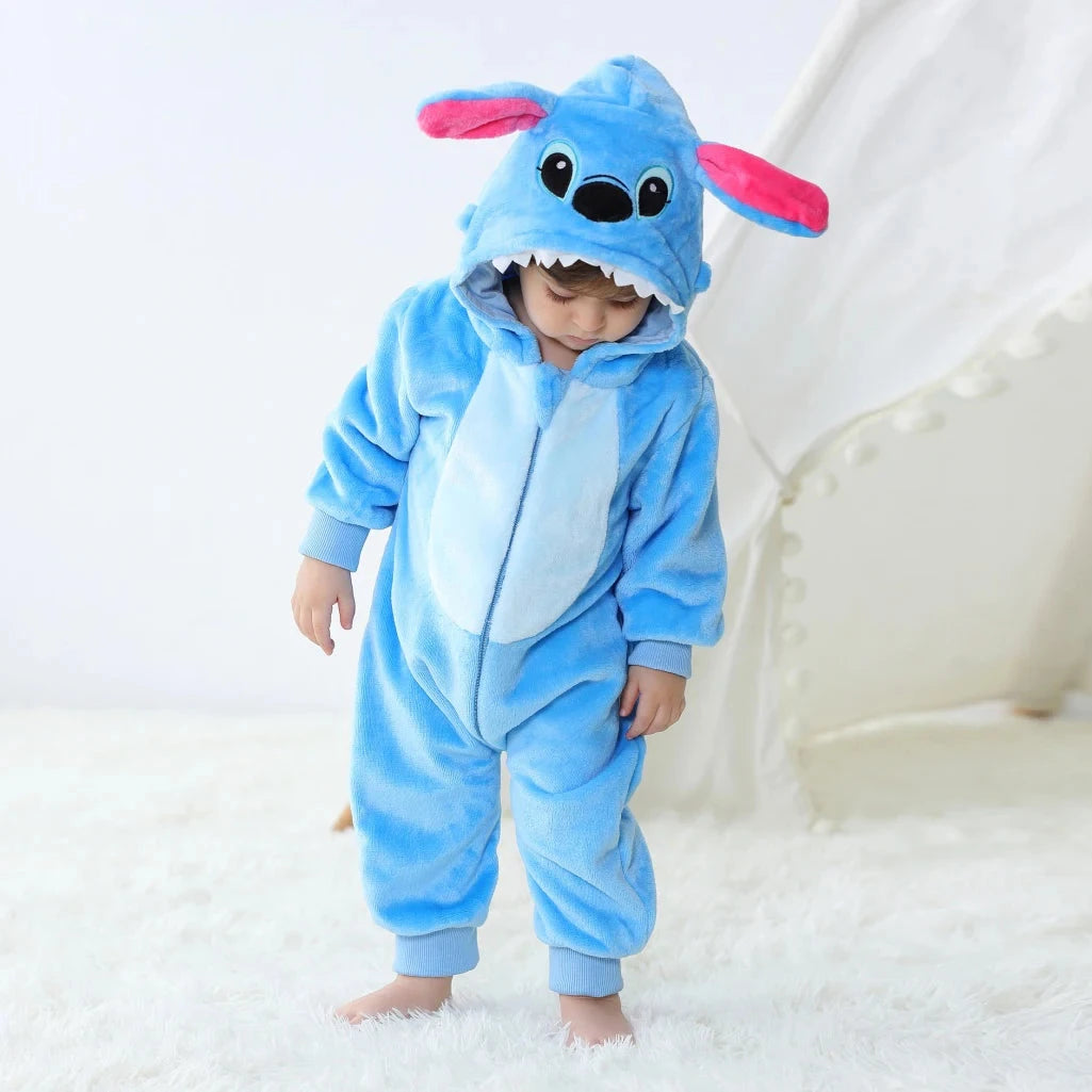 Newborn Baby Romper Infant Long Sleeve Clothes Kigurumi Cute Stitch Animal Cartoon Jumpsuit Girls Boys Pajamas Costume Halloween Econic Blanks