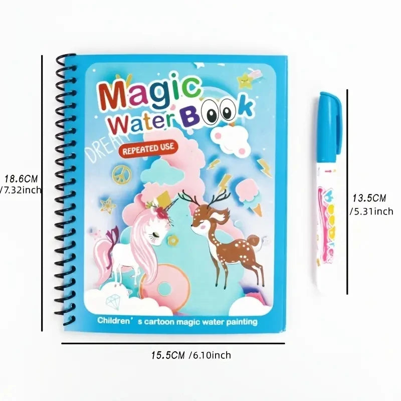 Watercolor Painting Magic Book Reusable for Children Animal Cartoon Painting Book Suitable for Children's Education and Learning Econic Blanks